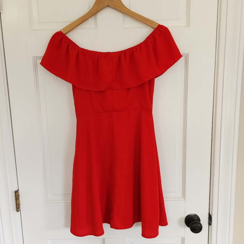 Goldie Red Off-Shoulder Ruffle Dress - Picture 7 of 10